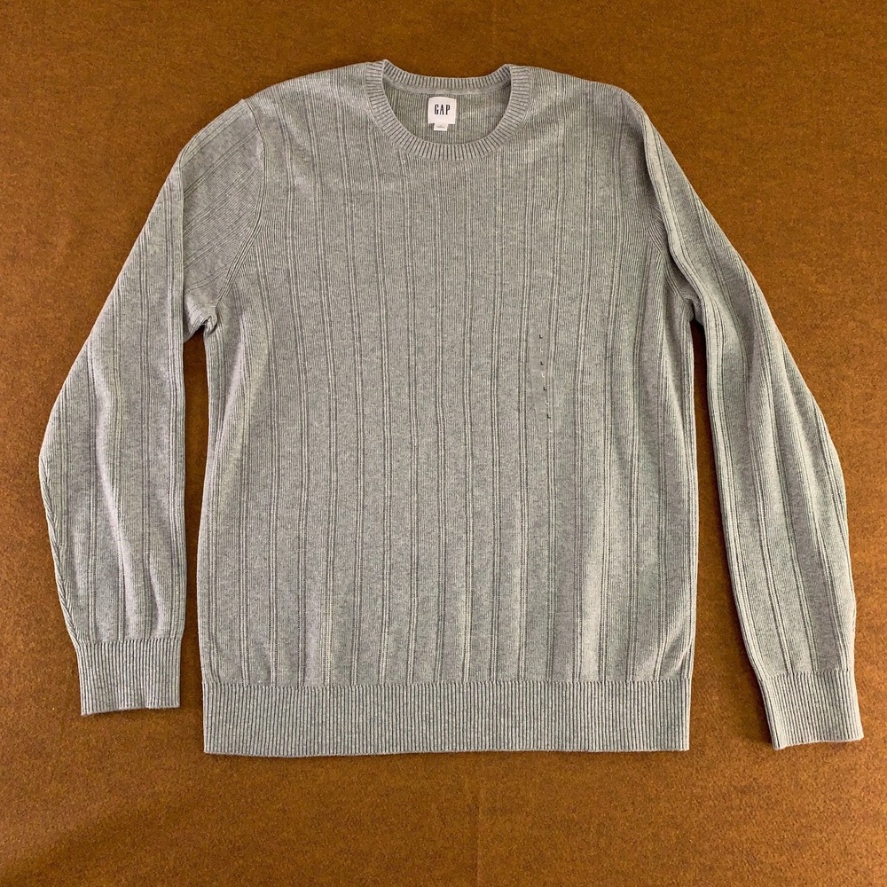 Gap Mens SIze Large Heather Gray CashSoft Rib Knit Crew Neck Sweater New - Picture 1 of 10